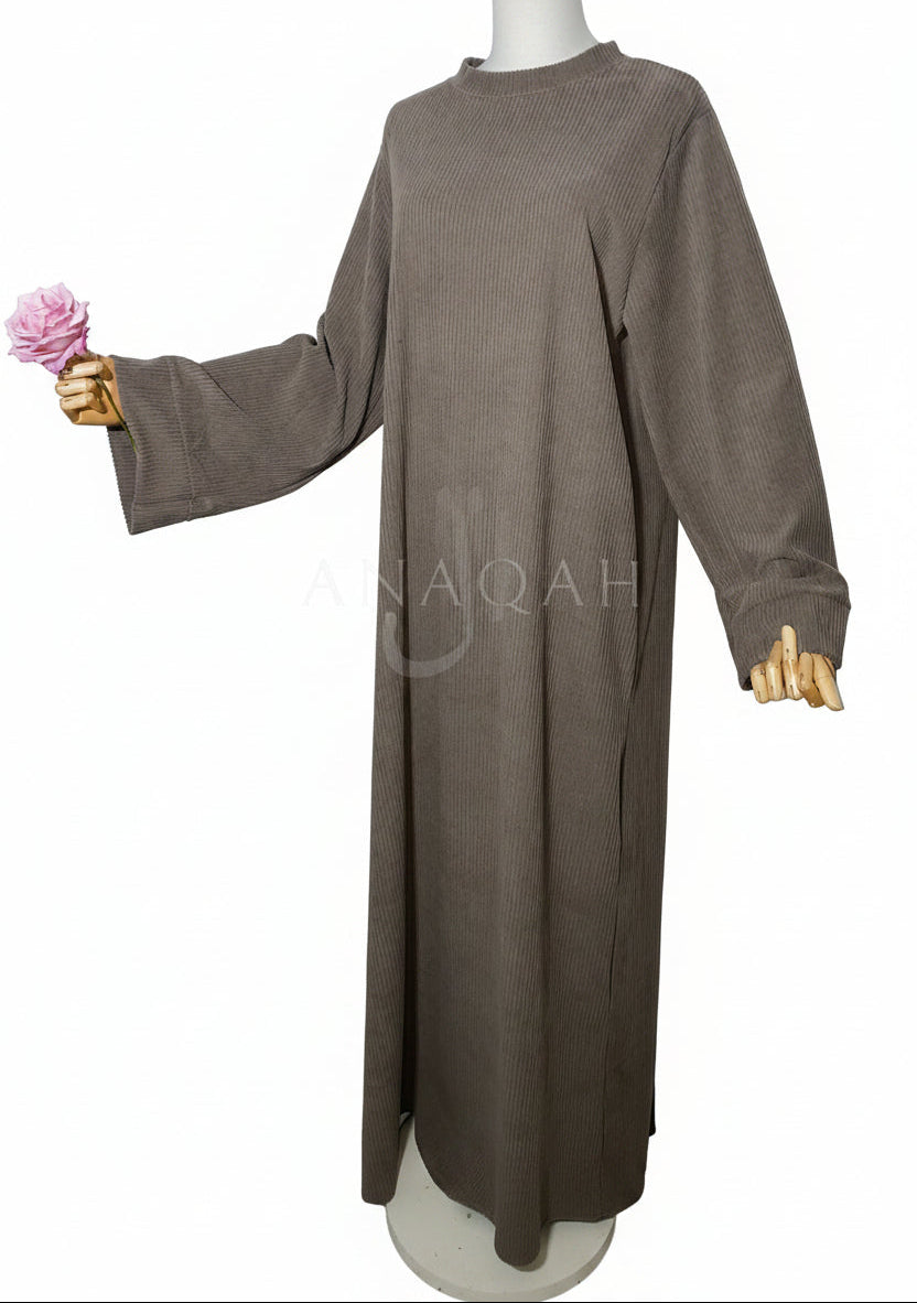 Robe pull côtelé - Taupe