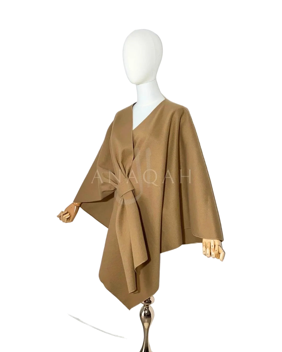 Poncho Côtelé avec nœud - Camel