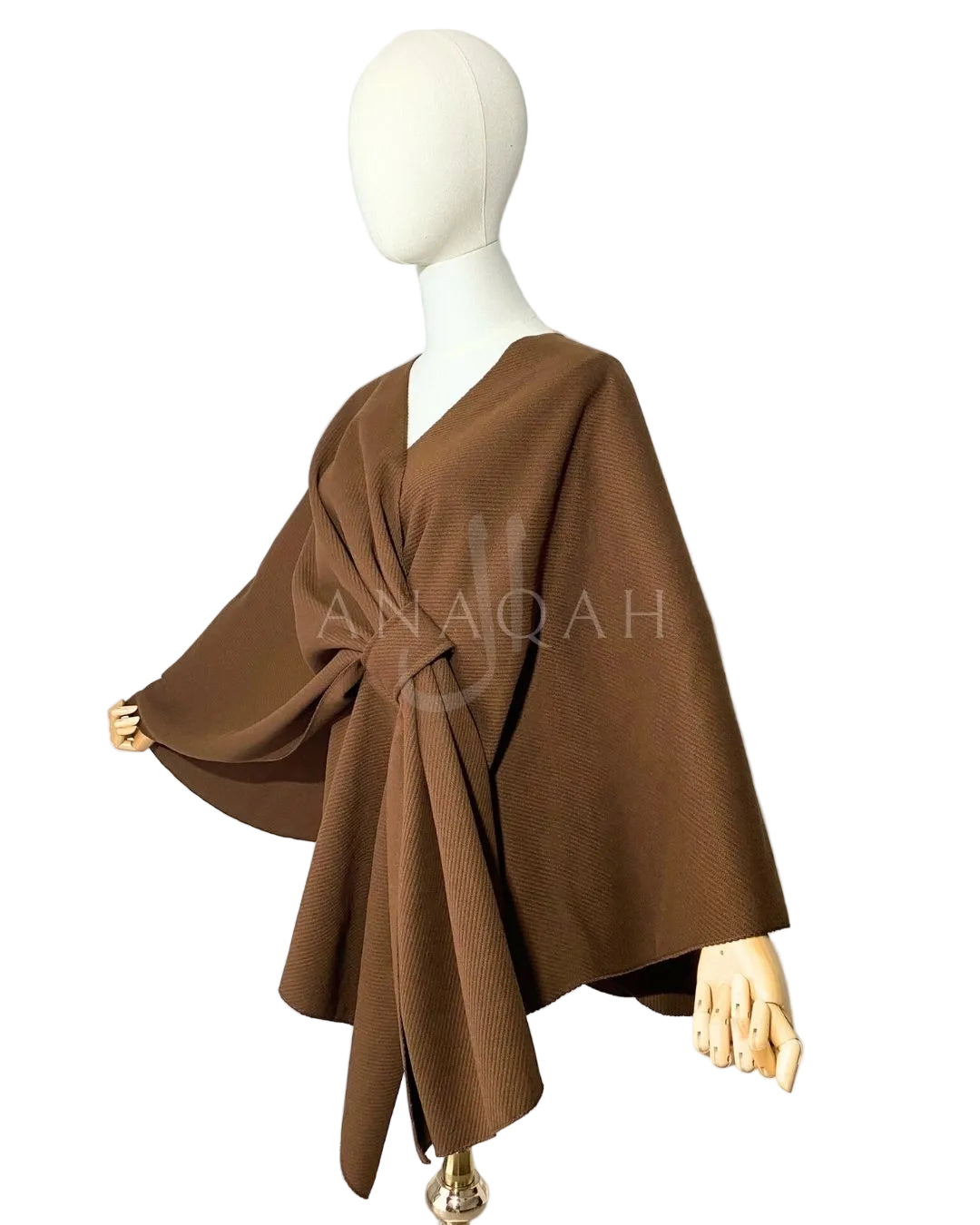 Poncho Côtelé avec nœud - Marron