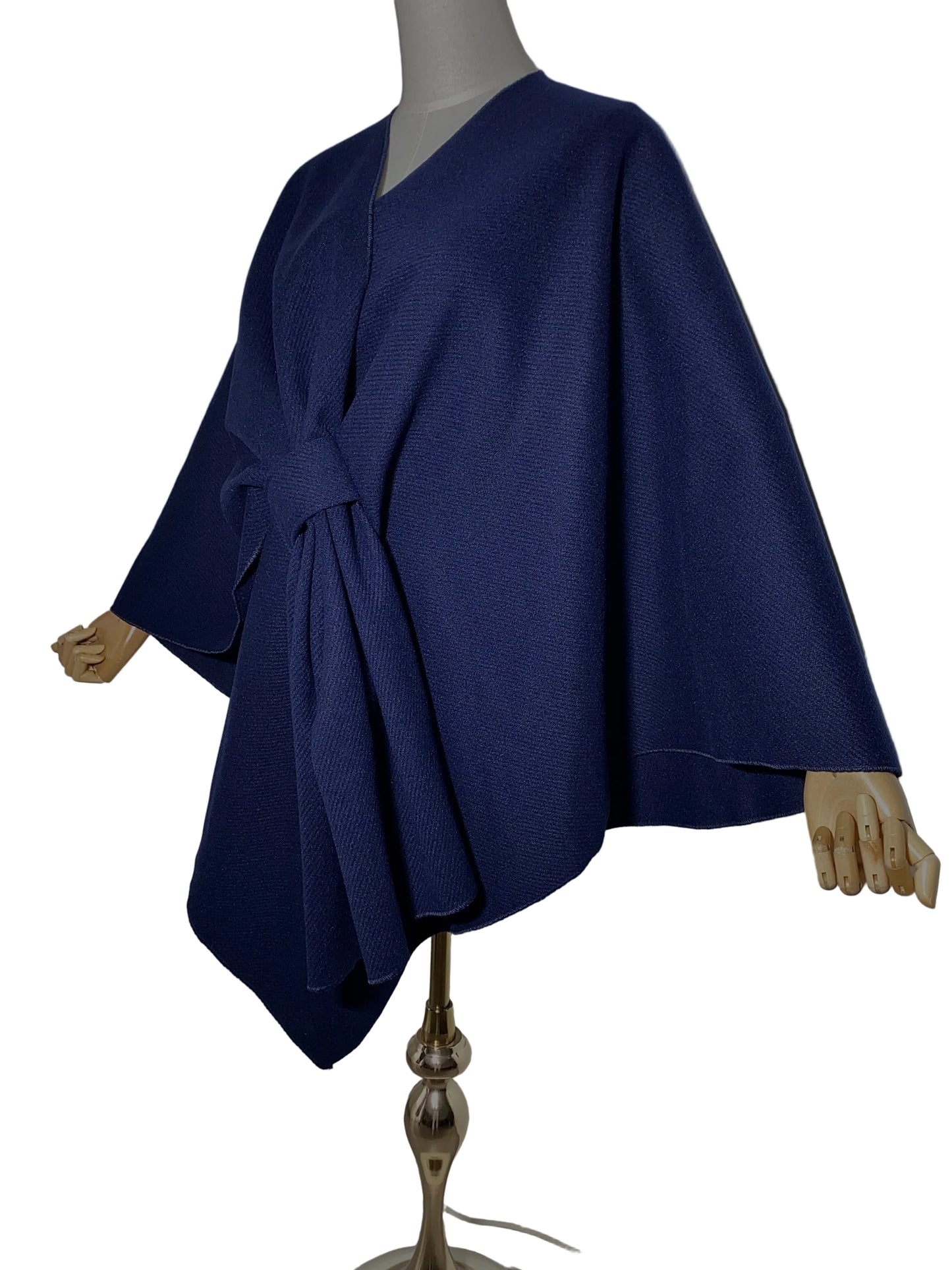 Poncho côtelé avec noeud - Bleu marine