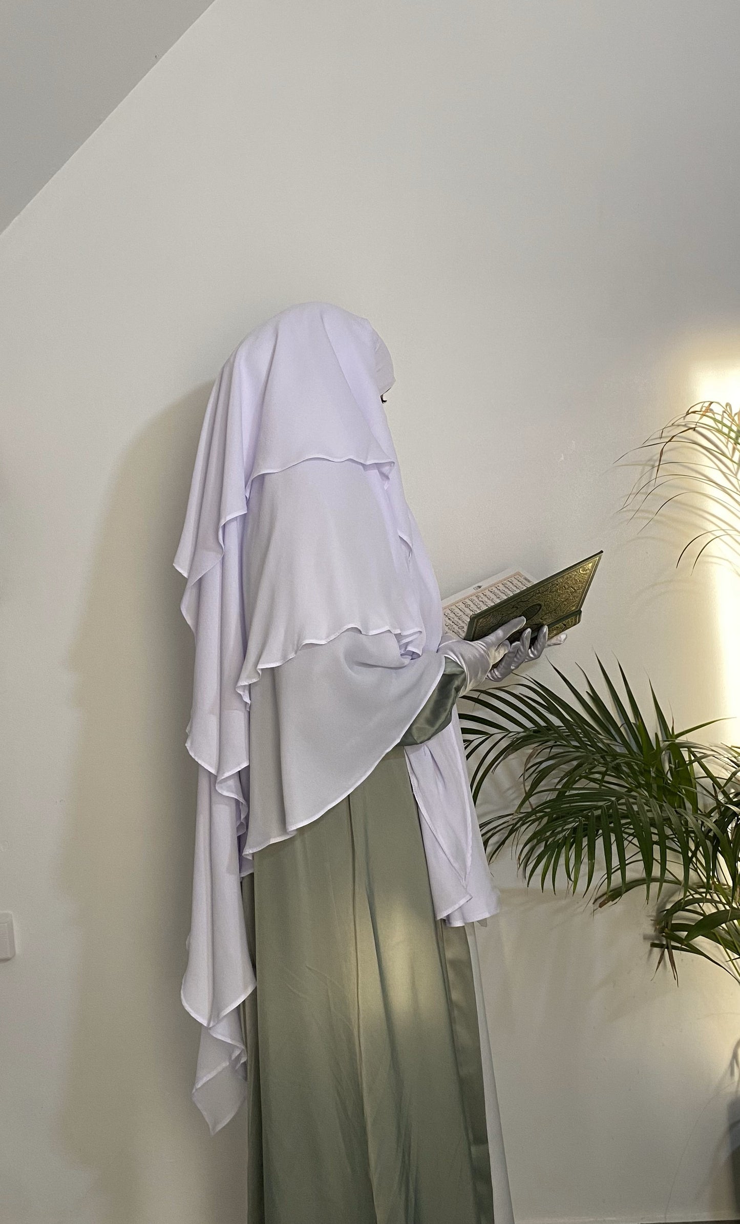 Khimar Mousseline 3 voiles - Blanc