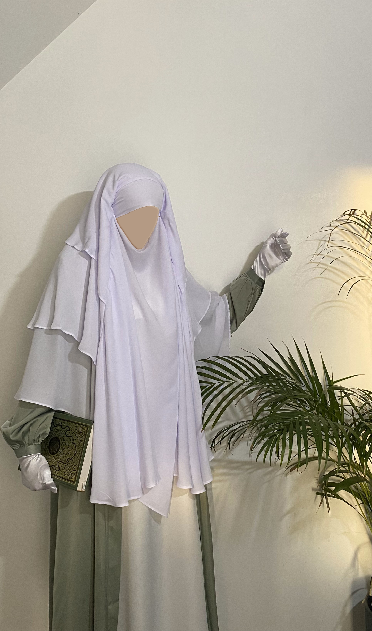 Khimar Mousseline 3 voiles - Blanc