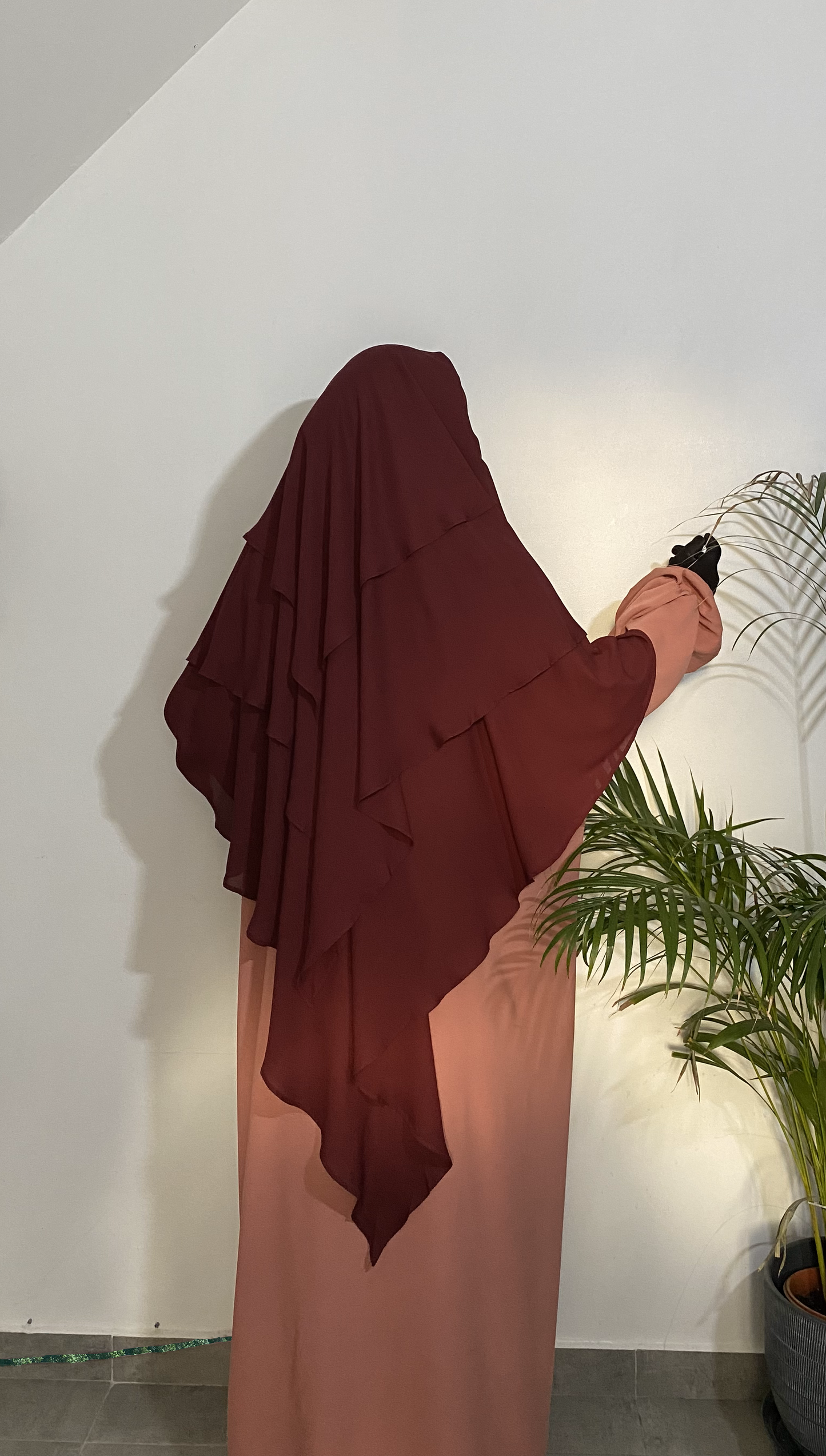 Khimar Mousseline 3 voiles - Bordeaux