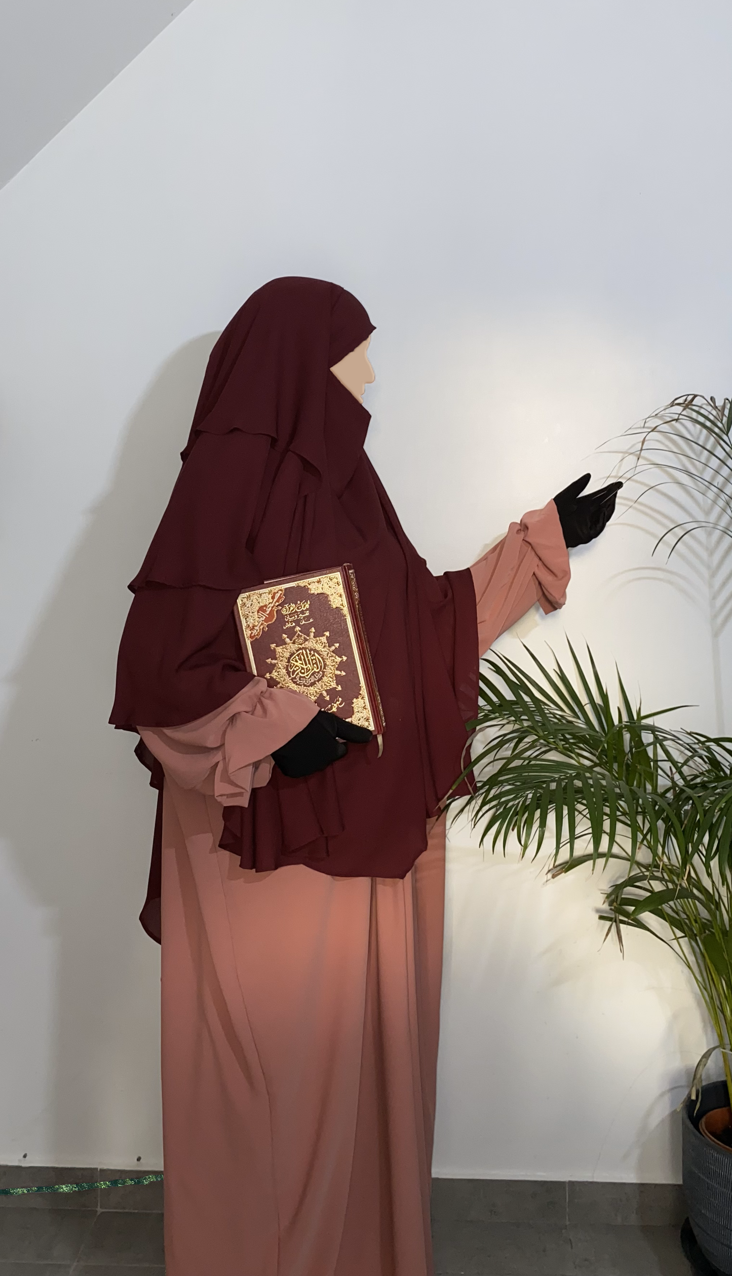 Khimar Mousseline 3 voiles - Bordeaux