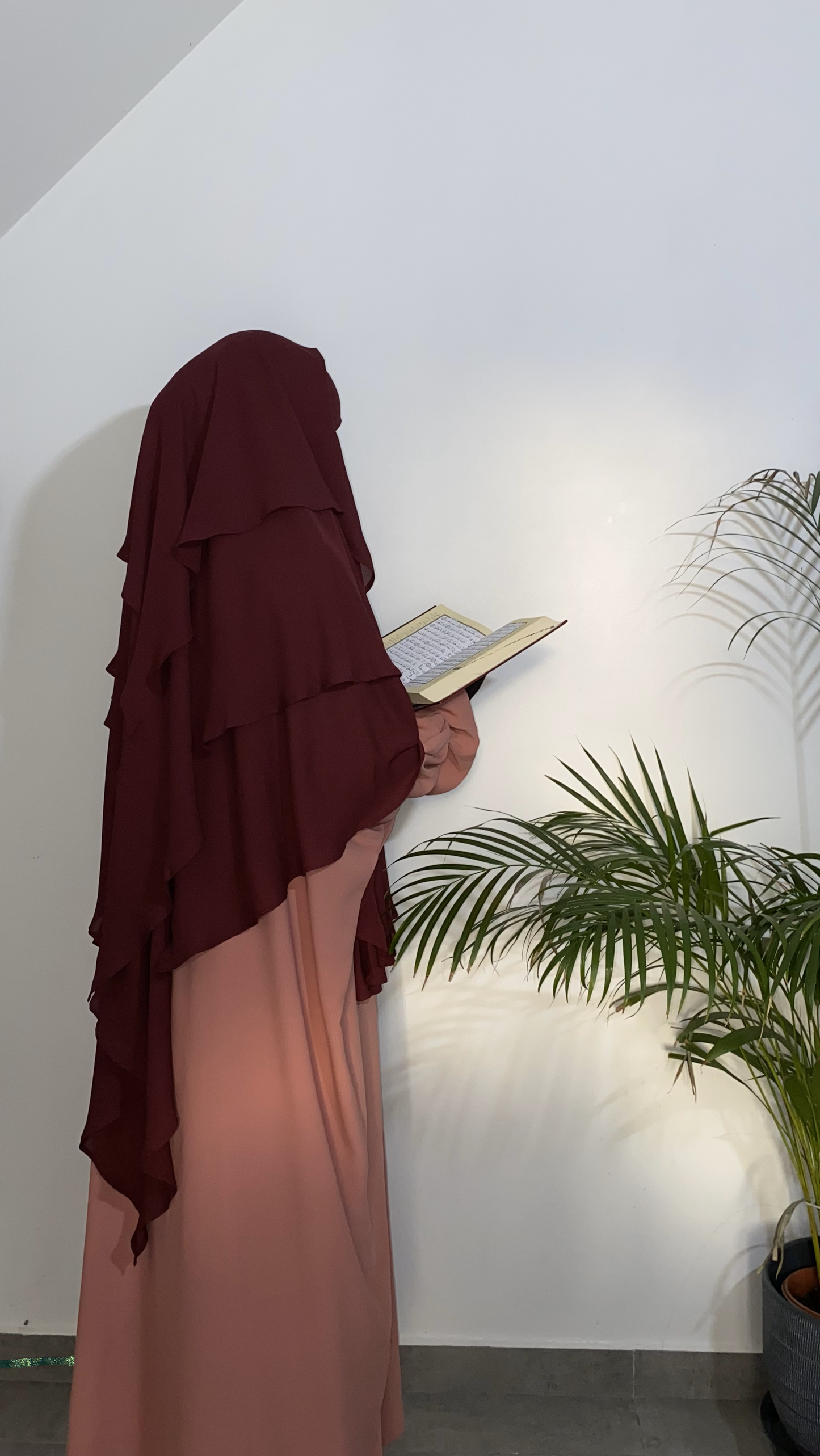 Khimar Mousseline 3 voiles - Bordeaux