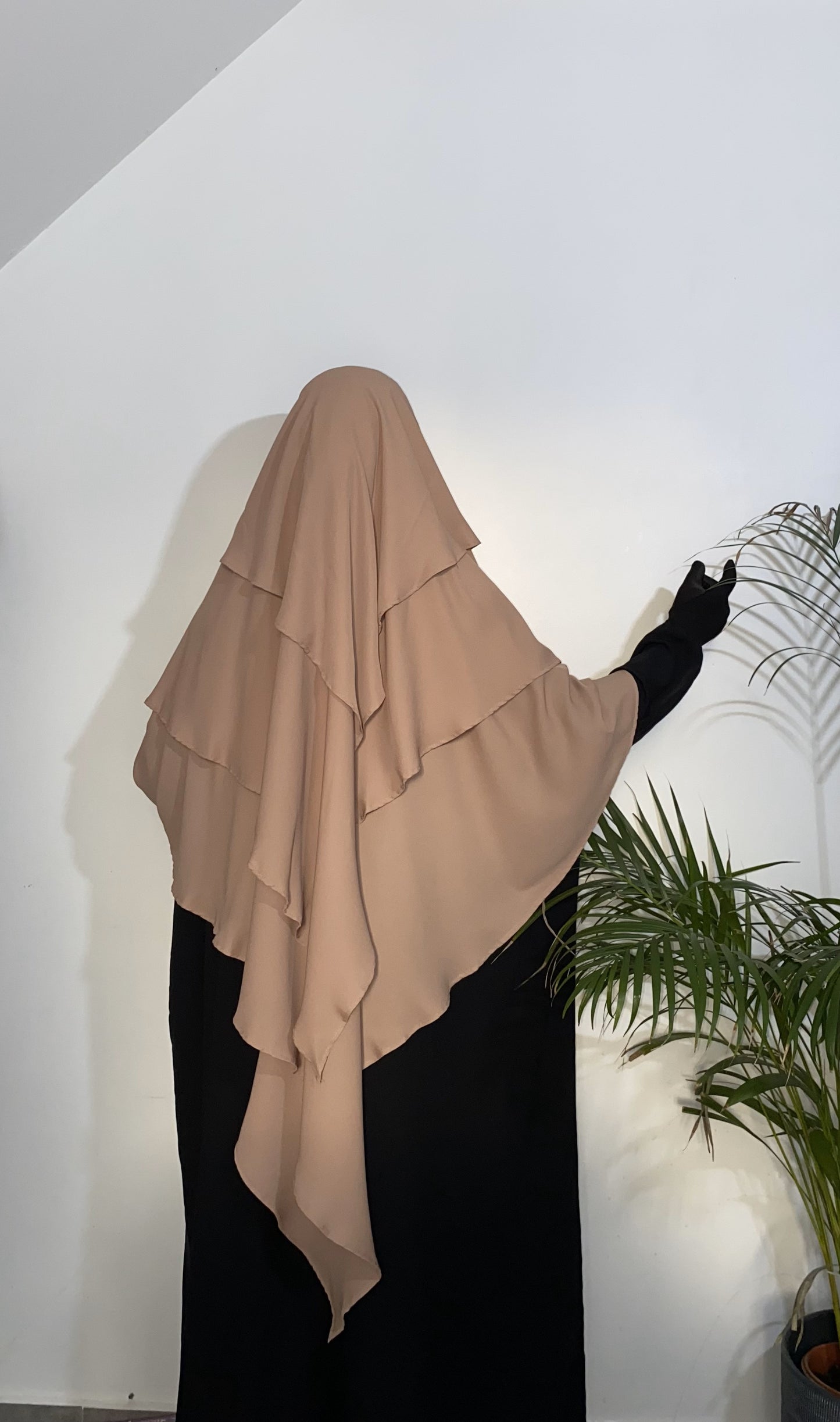 Khimar Mousseline 3 voiles - Beige