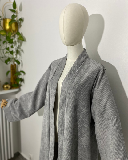 Kimono côtelé - Gris clair