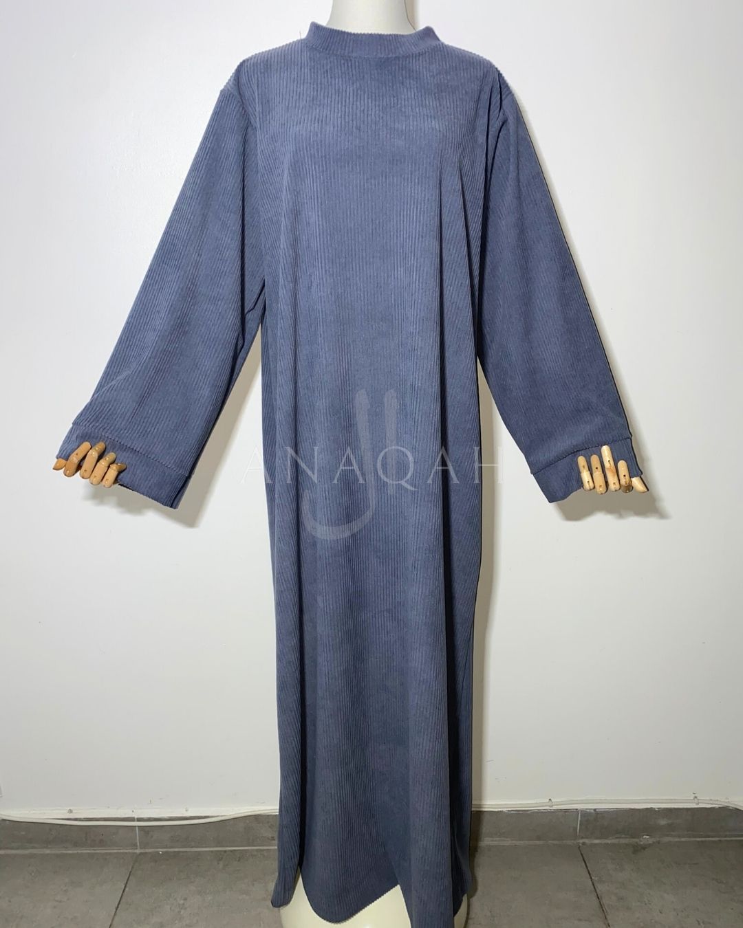 Robe pull côtelé - Bleu gris