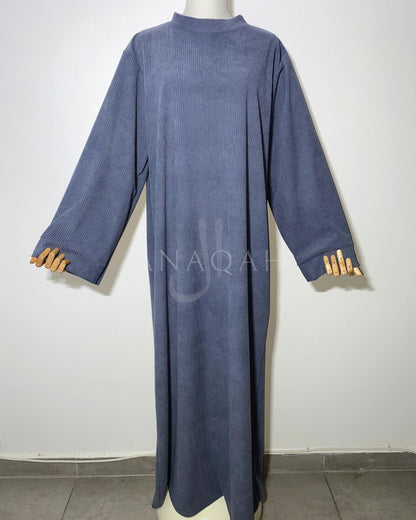 Robe pull côtelé - Bleu gris