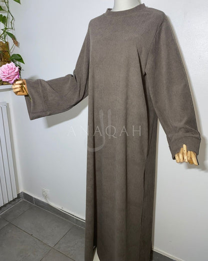 Robe pull côtelé - Taupe