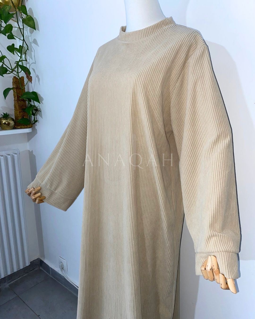 Robe pull côtelé - Beige