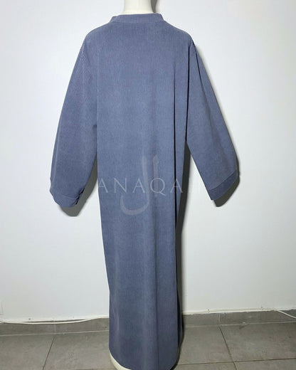 Robe pull côtelé - Bleu gris