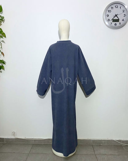 Robe pull côtelé - Bleu gris