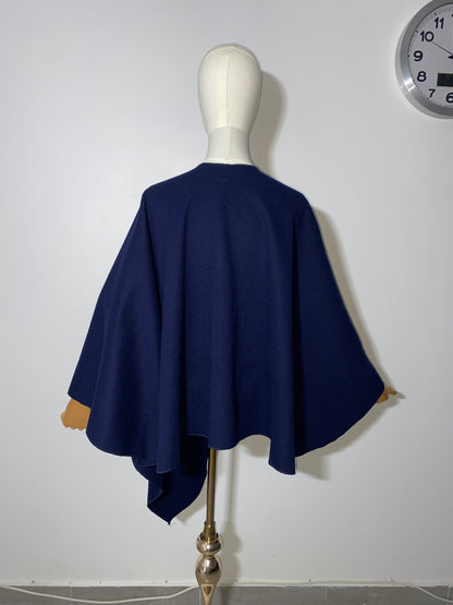 Poncho côtelé avec noeud - Bleu marine