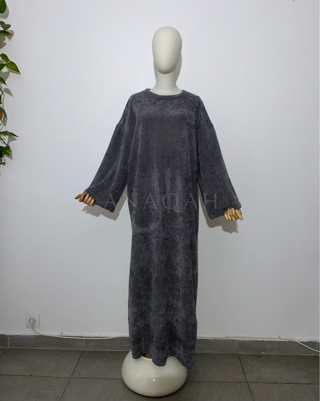 Abaya Velours - Gris