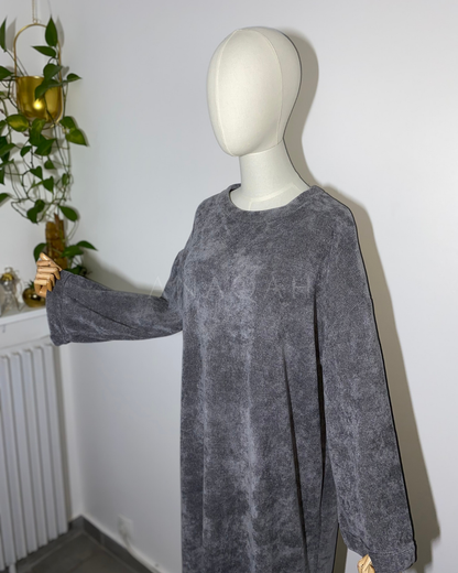 Abaya Velours - Gris