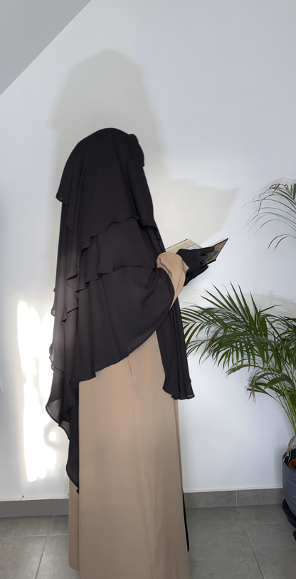 Khimar Sawdah 3 voiles - Noir