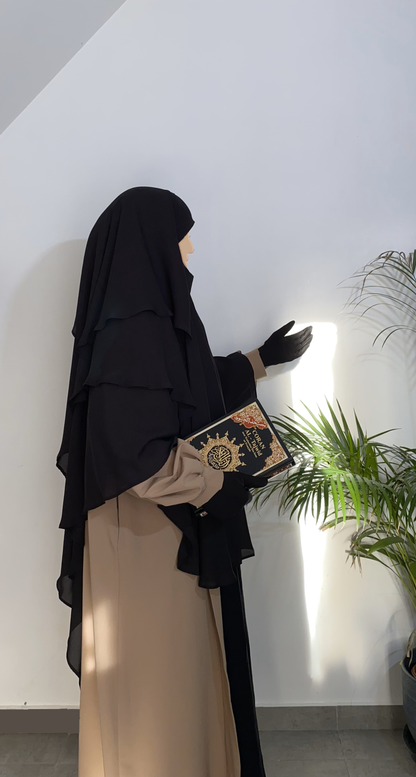 Khimar Sawdah 3 voiles - Noir