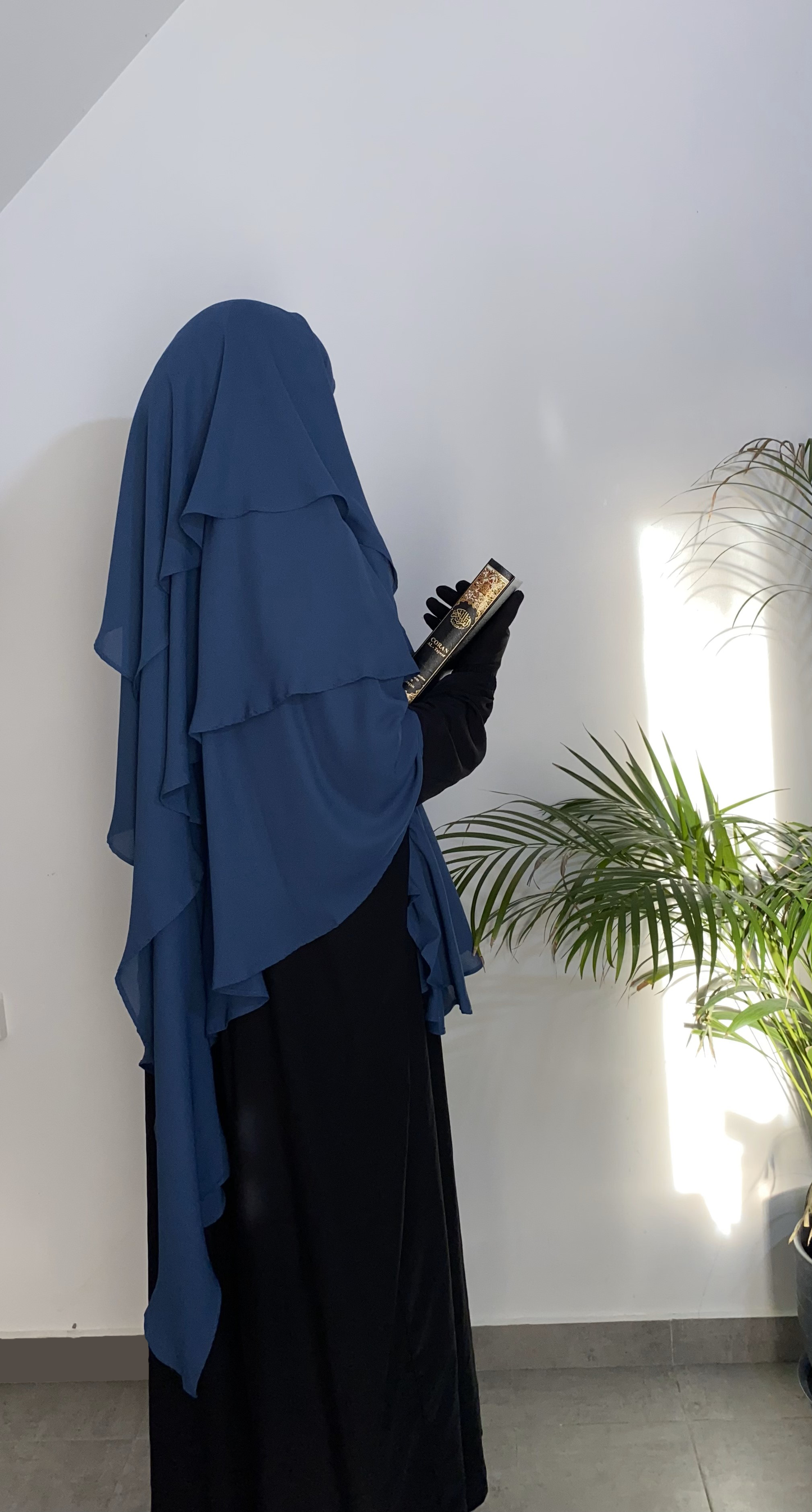 Khimar Jasmine 3 voiles - Bleu