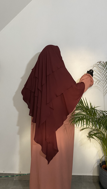 Khimar Aïshah 3 voiles - Bordeaux