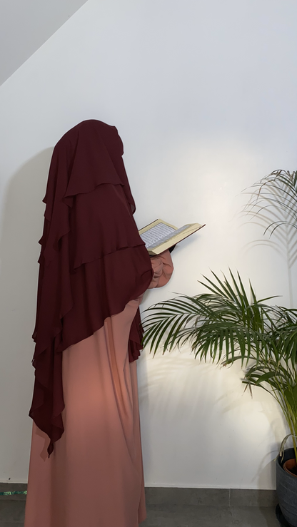 Khimar Aïshah 3 voiles - Bordeaux