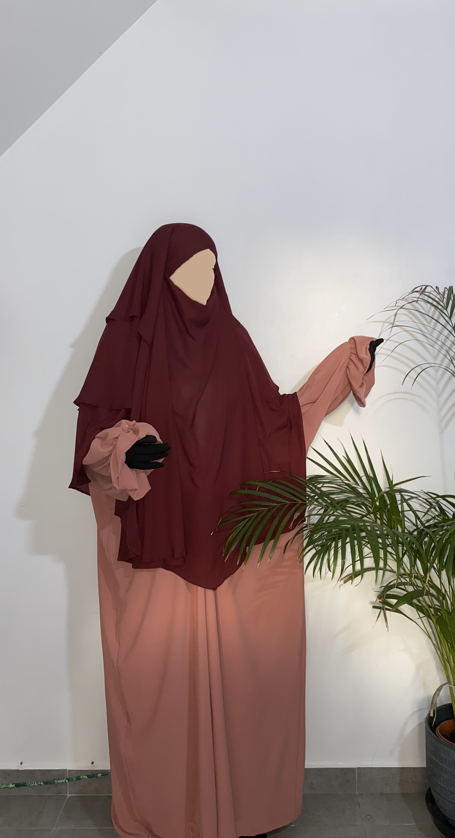 Khimar Aïshah 3 voiles - Bordeaux