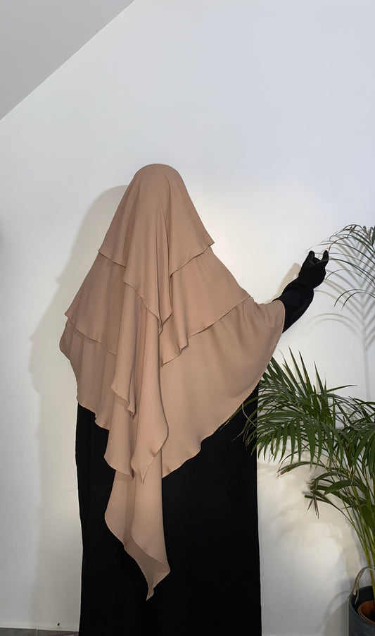 Khimar Salma 3 voiles - Beige